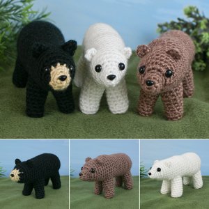 Black, Brown & Polar Bears: THREE amigurumi crochet patterns