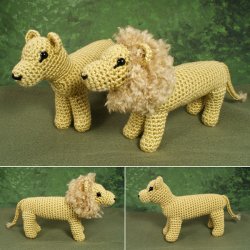(image for) Lion Family amigurumi crochet patterns (lion, lioness and cub)