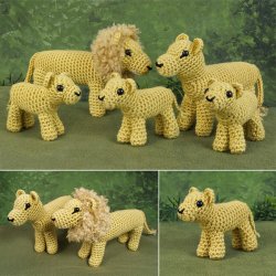 (image for) Lion Family amigurumi crochet patterns (lion, lioness and cub)