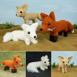 (image for) Red, Arctic & Fennec Foxes: THREE amigurumi crochet patterns