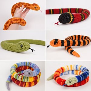 (image for) Snake Collection and Temperature Snake amigurumi crochet patterns