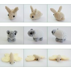 PocketAmi Set 2: Bunny Sheep Dragonfly amigurumi crochet patterns