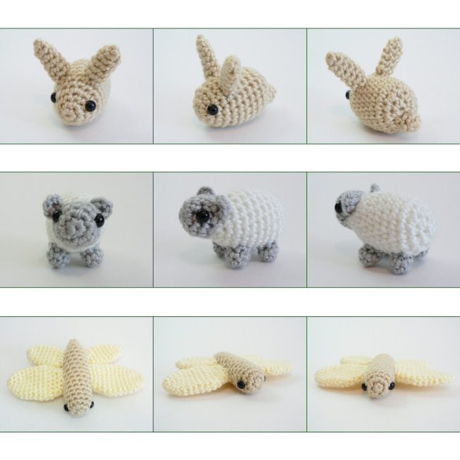 PocketAmi Set 2: Bunny Sheep Dragonfly amigurumi crochet patterns - Click Image to Close