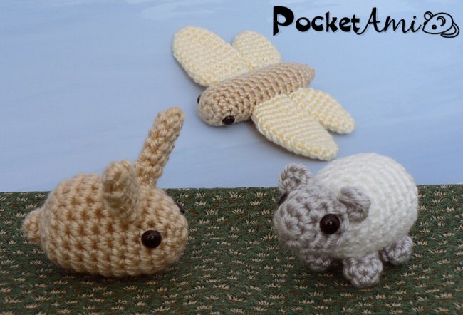 PocketAmi Set 2: Bunny Sheep Dragonfly amigurumi crochet patterns - Click Image to Close