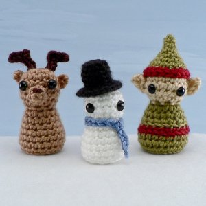 PocketAmi Set 4: Christmas - three amigurumi crochet patterns: Reindeer, Snowman, Elf