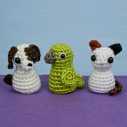 (image for) PocketAmi Set 6: Pets - three amigurumi crochet patterns: Puppy, Kitten, Parrot