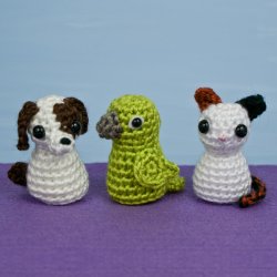 PocketAmi Set 6: Pets - three amigurumi crochet patterns: Puppy, Kitten, Parrot