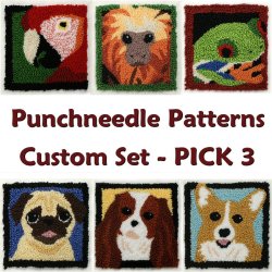 Punchneedle CUSTOM SET (pick any 3 Embroidery Patterns)