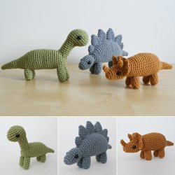 Dinosaurs Sets 1 & 1X - SIX amigurumi crochet patterns