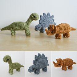 (image for) Dinosaurs Sets 1 & 1X - SIX amigurumi crochet patterns