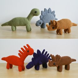 Dinosaurs Sets 1 & 1X - SIX amigurumi crochet patterns