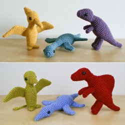 Dinosaurs Sets 2 & 2X - SIX amigurumi crochet patterns