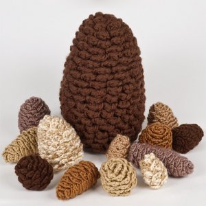Pine Cone Collection & Giant Pine Cone - SEVEN crochet patterns