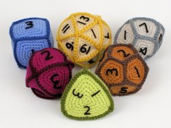 (image for) Polyhedral Balls, Gaming Dice, Cuboctahedron: 7 crochet patterns