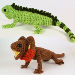 Iguana & Frilled Lizard - TWO amigurumi crochet patterns