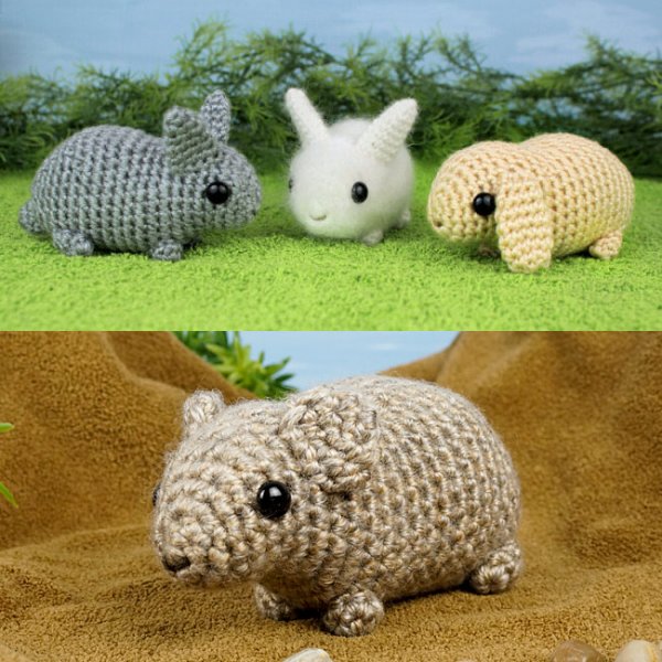 Baby Bunnies and Pika - FOUR amigurumi crochet patterns - Click Image to Close