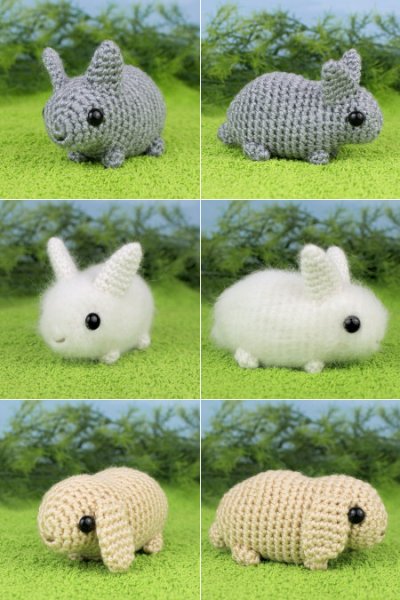 Baby Bunnies 1 & 2 and Pika - SEVEN amigurumi crochet patterns - Click Image to Close