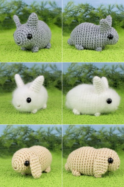 (image for) Baby Bunnies 1 & 2 and Pika - SEVEN amigurumi crochet patterns - Click Image to Close