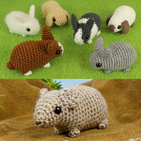 Baby Bunnies 1 & 2 and Pika - SEVEN amigurumi crochet patterns - Click Image to Close