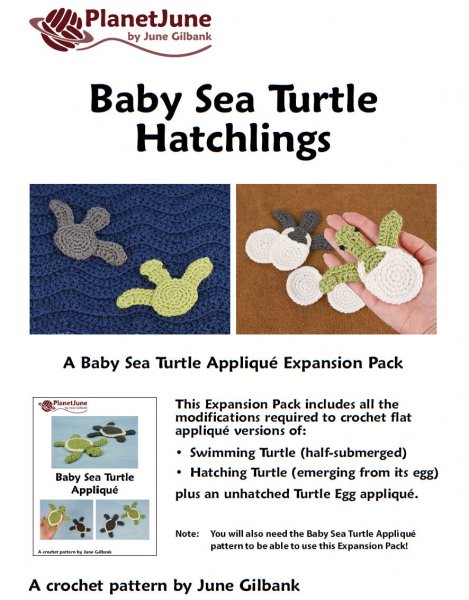 Baby Sea Turtle Applique & Hatchlings: two applique crochet patterns - Click Image to Close