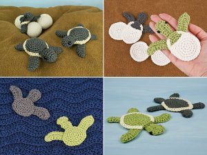 Baby Sea Turtle Collection and Appliques: EIGHT crochet patterns