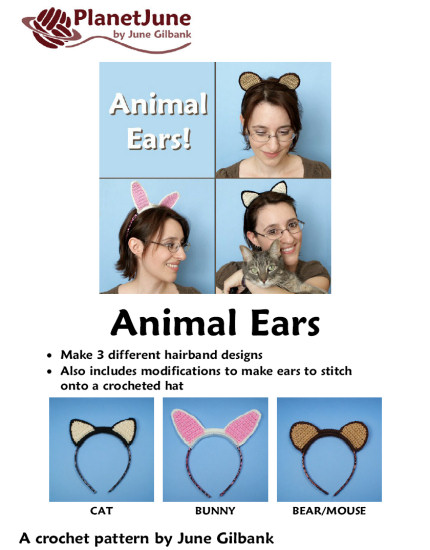(image for) Animal Ears crochet pattern (for hairbands and hats) - Click Image to Close