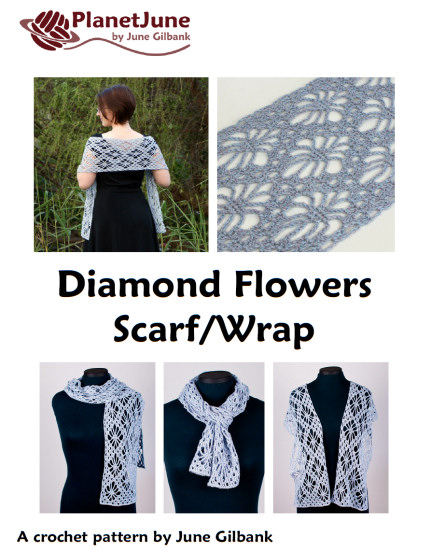 (image for) Diamond Flowers Scarf Wrap crochet pattern - Click Image to Close