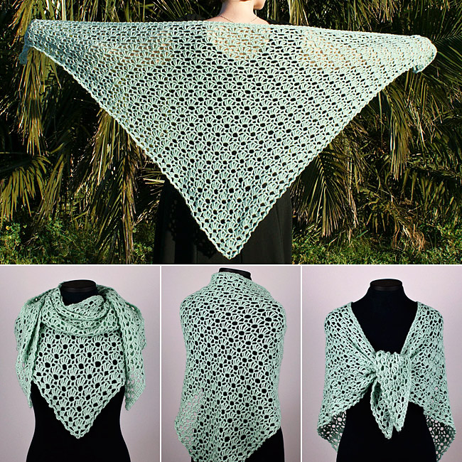 (image for) Climbing Eyelets Triangular Shawl crochet pattern - Click Image to Close