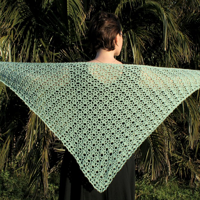 (image for) Climbing Eyelets Triangular Shawl crochet pattern - Click Image to Close