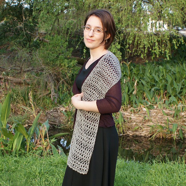 (image for) Banded Lace Wrap crochet pattern - Click Image to Close