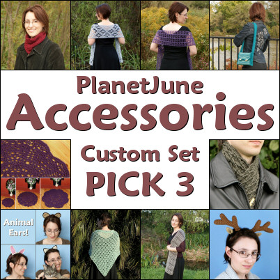 PlanetJune Accessories CUSTOM SET (pick any 3) crochet patterns - Click Image to Close