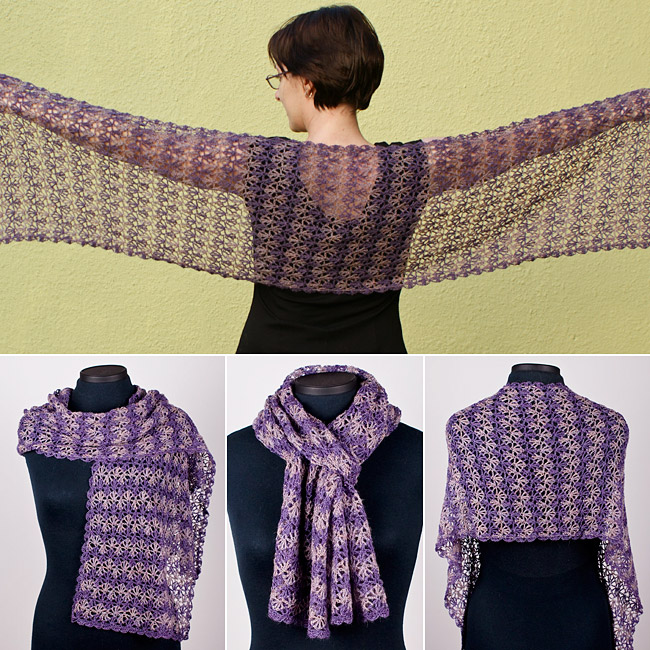 (image for) Rippled Lace Rectangular Shawl crochet pattern - Click Image to Close