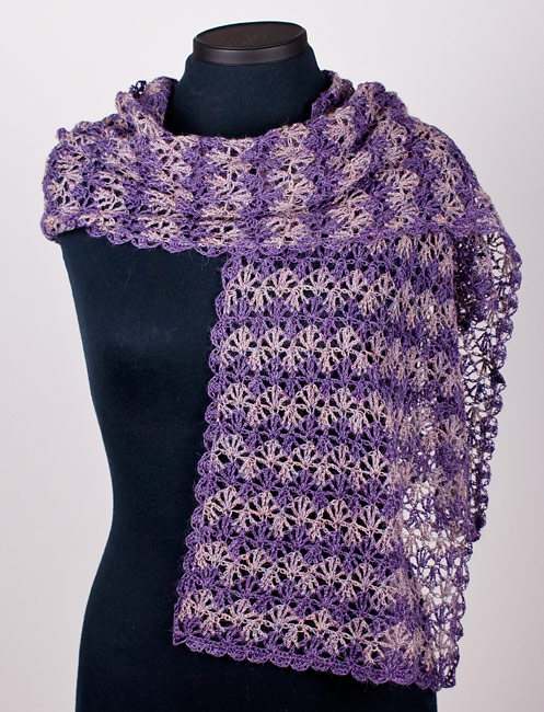 (image for) Rippled Lace Rectangular Shawl crochet pattern - Click Image to Close