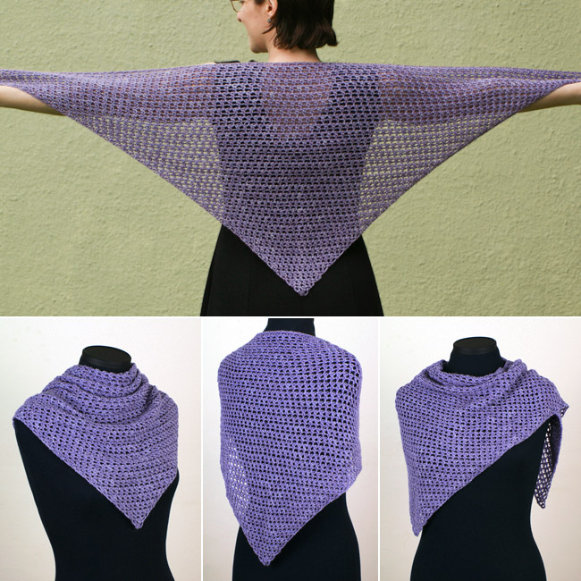 (image for) Cozy Mesh Triangular Shawl crochet pattern - Click Image to Close