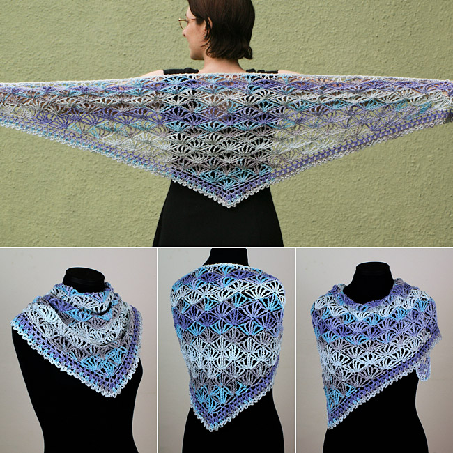 (image for) Palm Leaves Triangular Shawl crochet pattern - Click Image to Close