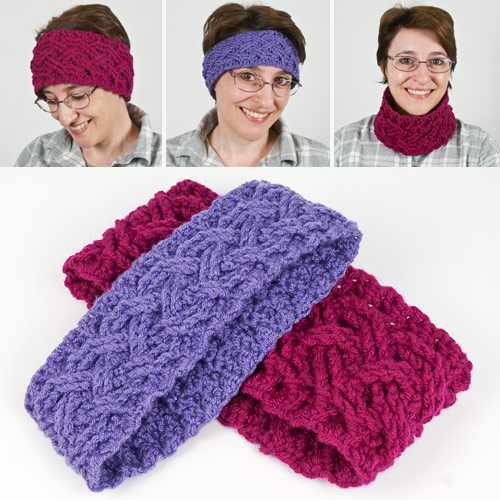 Cozy Cables Earwarmer headband crochet pattern - Click Image to Close