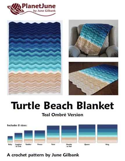 (image for) Turtle Beach Blanket (Teal Ombre Version) afghan crochet pattern - Click Image to Close