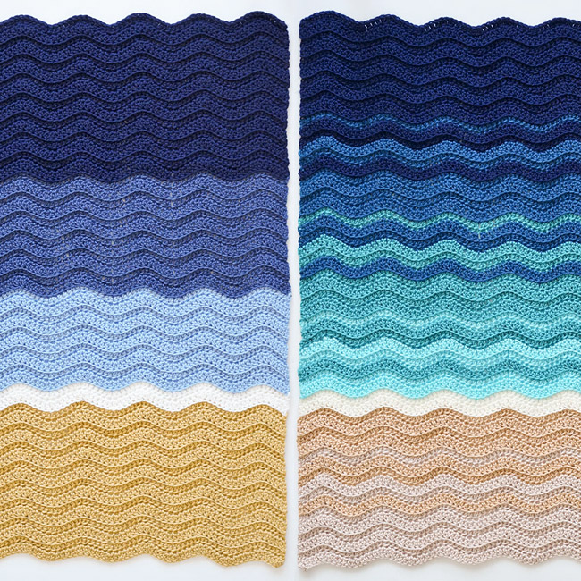 (image for) Turtle Beach Blanket (Classic Blue and Teal Ombre Versions) - TWO afghan crochet patterns - Click Image to Close