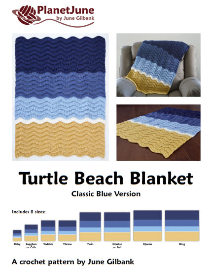 Turtle Beach Blanket (Classic Blue and Teal Ombre Versions) - TWO afghan crochet patterns - Click Image to Close