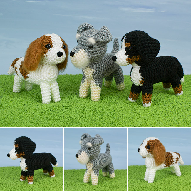 (image for) AmiDogs Set 8 - THREE amigurumi crochet patterns - Click Image to Close