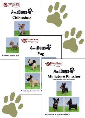 (image for) AmiDogs CUSTOM SET (pick any 3) amigurumi crochet patterns - Click Image to Close