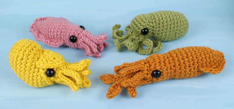 Baby Cephalopods 1 and 2 - FOUR amigurumi crochet patterns - Click Image to Close