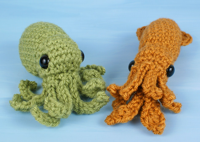 Baby Cephalopods 1 and 2 - FOUR amigurumi crochet patterns - Click Image to Close