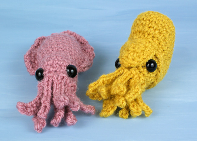 Baby Cephalopods 1 and 2 - FOUR amigurumi crochet patterns - Click Image to Close