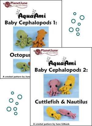 Baby Cephalopods 1 and 2 - FOUR amigurumi crochet patterns - Click Image to Close