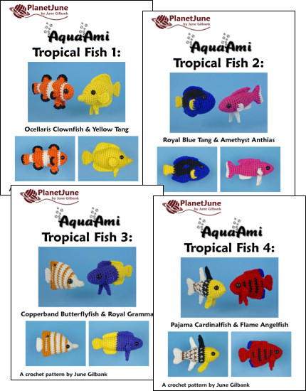 Tropical Fish Sets 1-4: EIGHT amigurumi fish crochet patterns - Click Image to Close