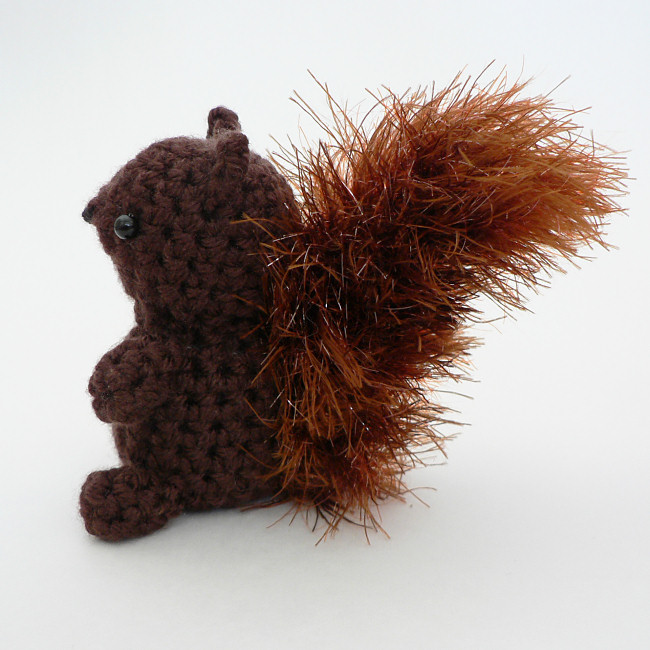(image for) Mini Fuzzies Woodland Creatures: three amigurumi crochet patterns: Squirrel, Hedgehog, Mole - Click Image to Close