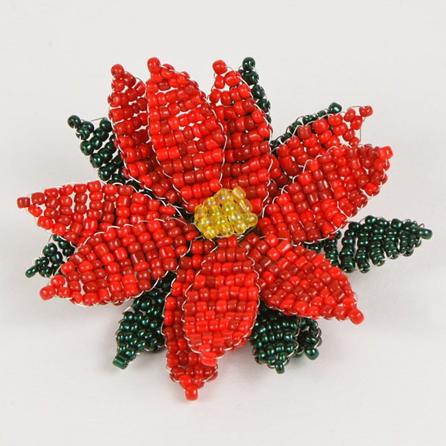 Beaded Poinsettia DONATIONWARE craft tutorial - Click Image to Close
