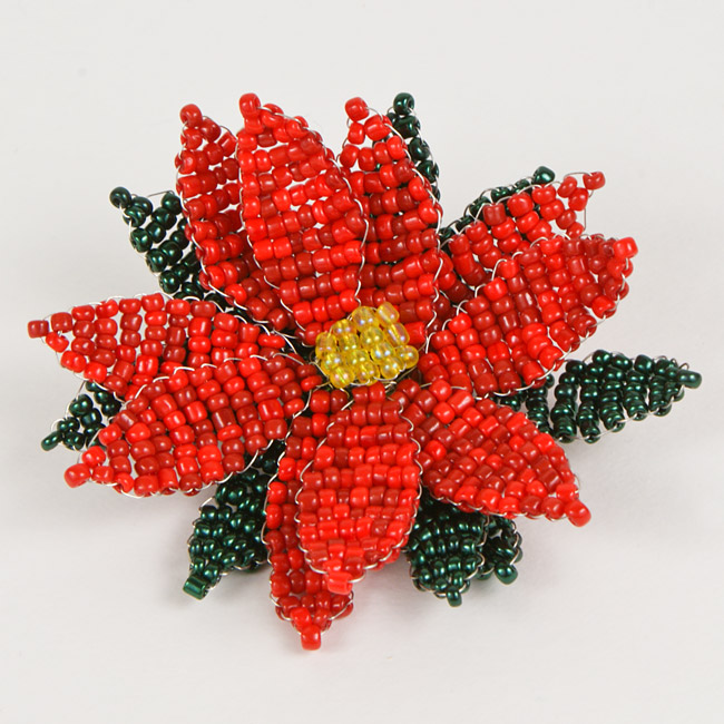 (image for) Beaded Poinsettia DONATIONWARE craft tutorial - Click Image to Close