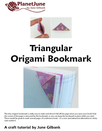 (image for) Triangular Origami Bookmark DONATIONWARE craft tutorial - Click Image to Close